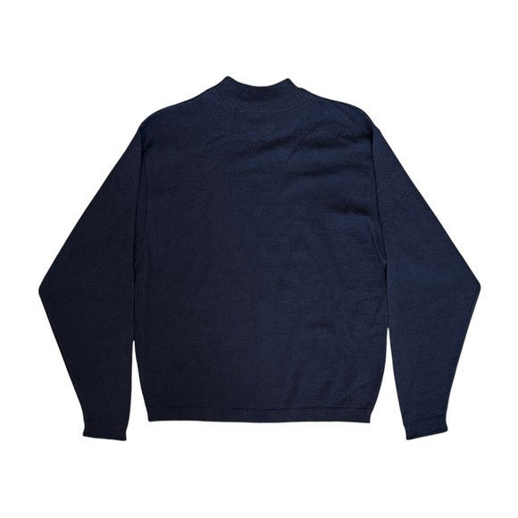 VTG 80s Pendleton Virgin Wool Mock Neck Sweater Navy Women’s Petite Large USA - Picture 2 of 4